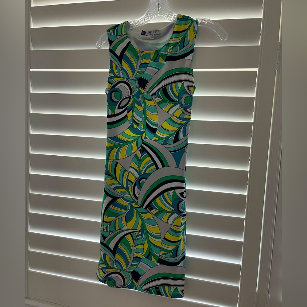 Jennifer Lopez dress in XS. Multi color in yellow, green and blue.